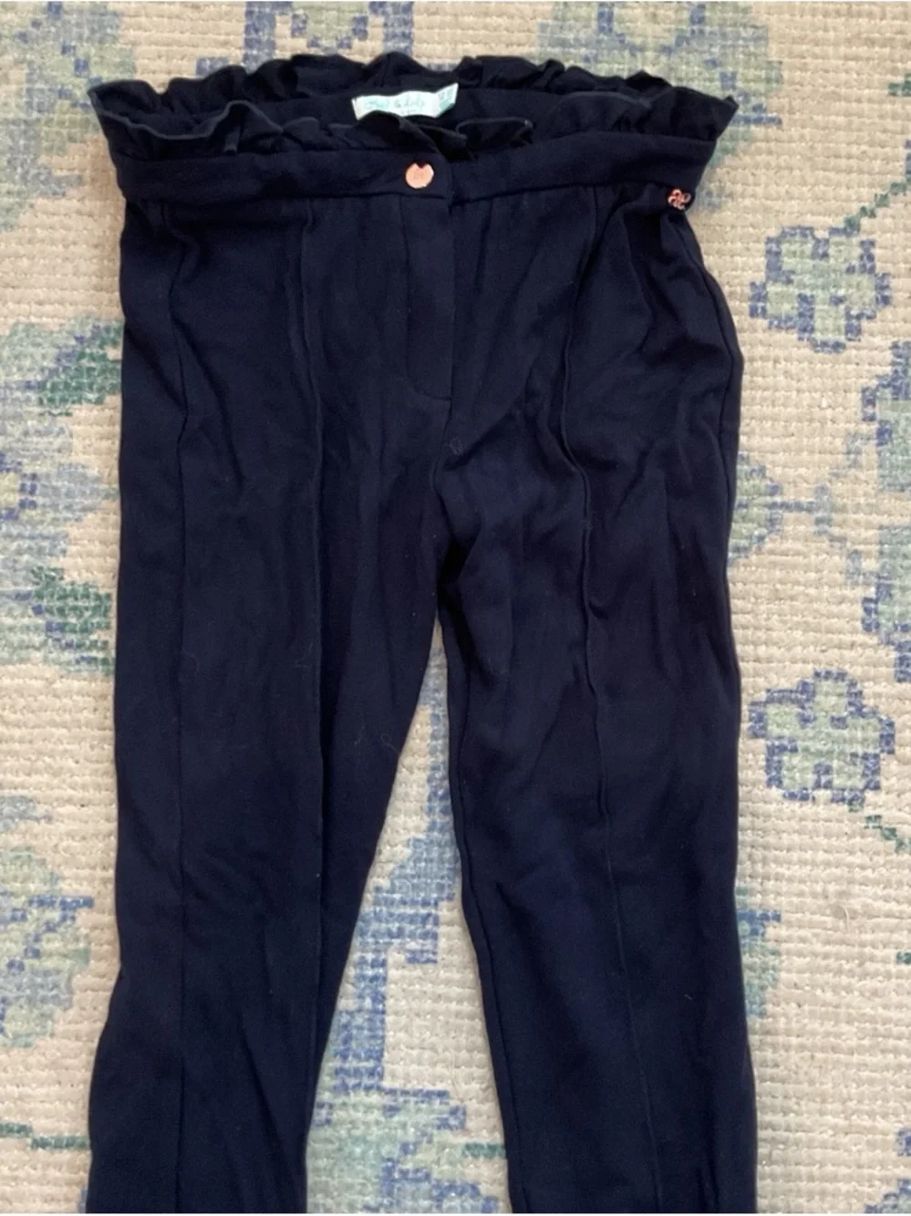Girls' Navy Paperbag Waist Dress Pants by (No Brand)